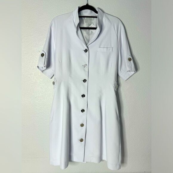 Clinique Aesthetician Lab Coat Dress Button Up  Uniform - Picture 1 of 10